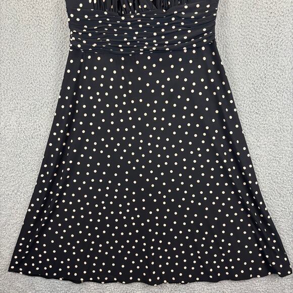 Evan Picone Dress 14 Rockabilly Pin Up Halter Fit Flare Polka Dot Swing Ruched - Picture 4 of 12